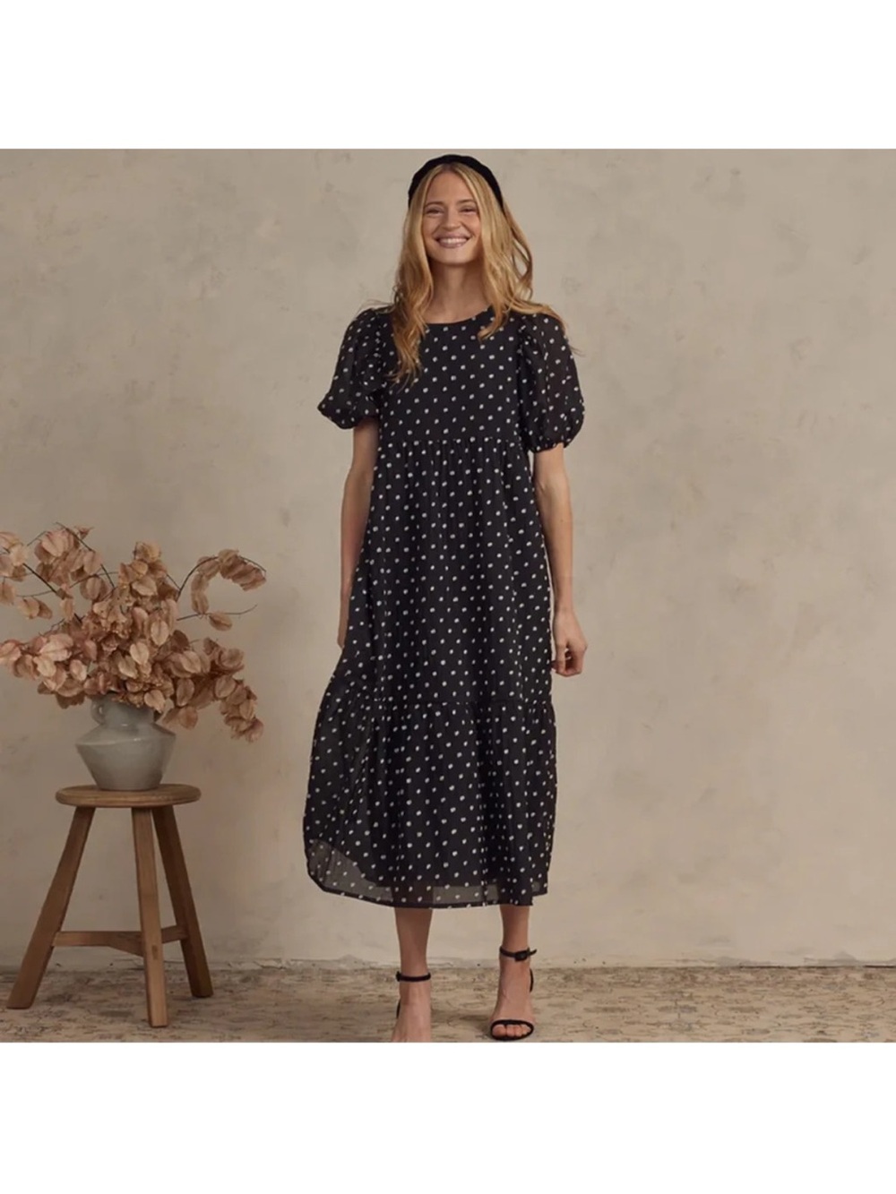 Noralee Claire Dress in black & ivory dot